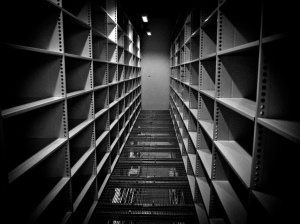 Empty Library Shelves